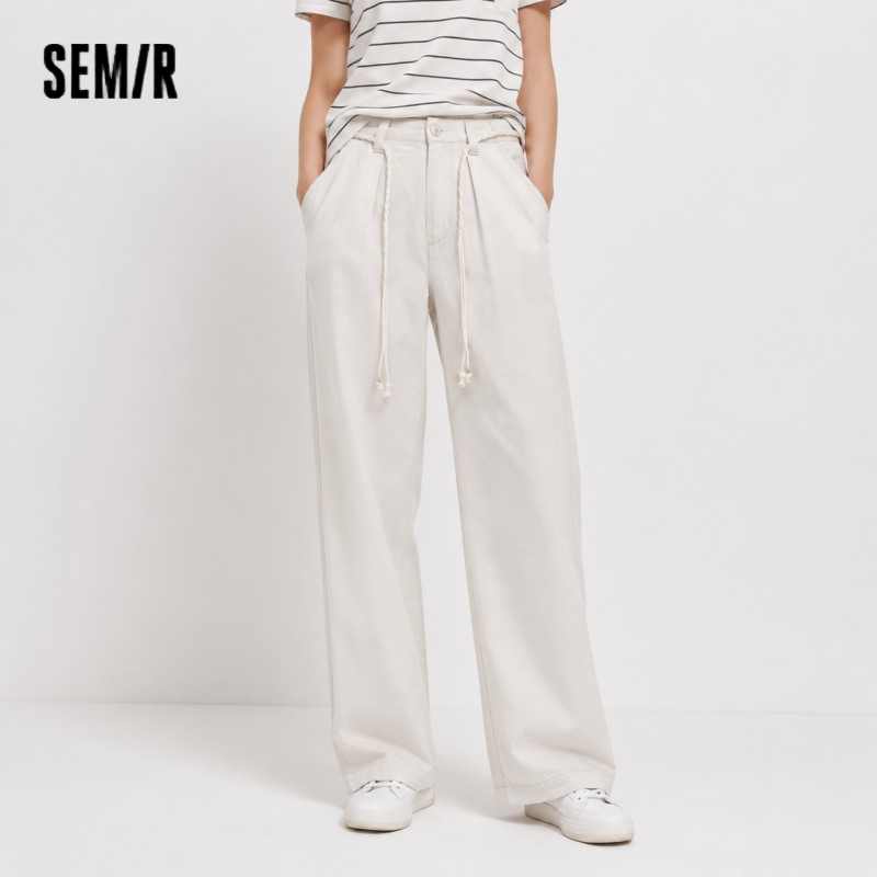 Semir 女性ジーンズソフトクールベルト付きルーズワイドレッグデニムパンツ 2026 夏カジュアルデイリー