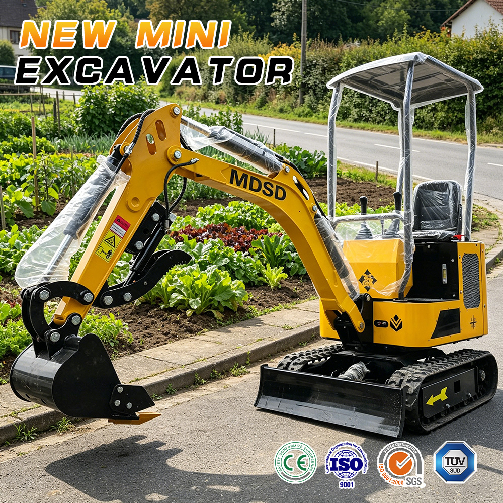 1.5 トン ミニショベル クボタエンジン CE EPA Euro5 油圧クローラー小型掘削機 アタッチメント付き ファームガーデン家庭用
