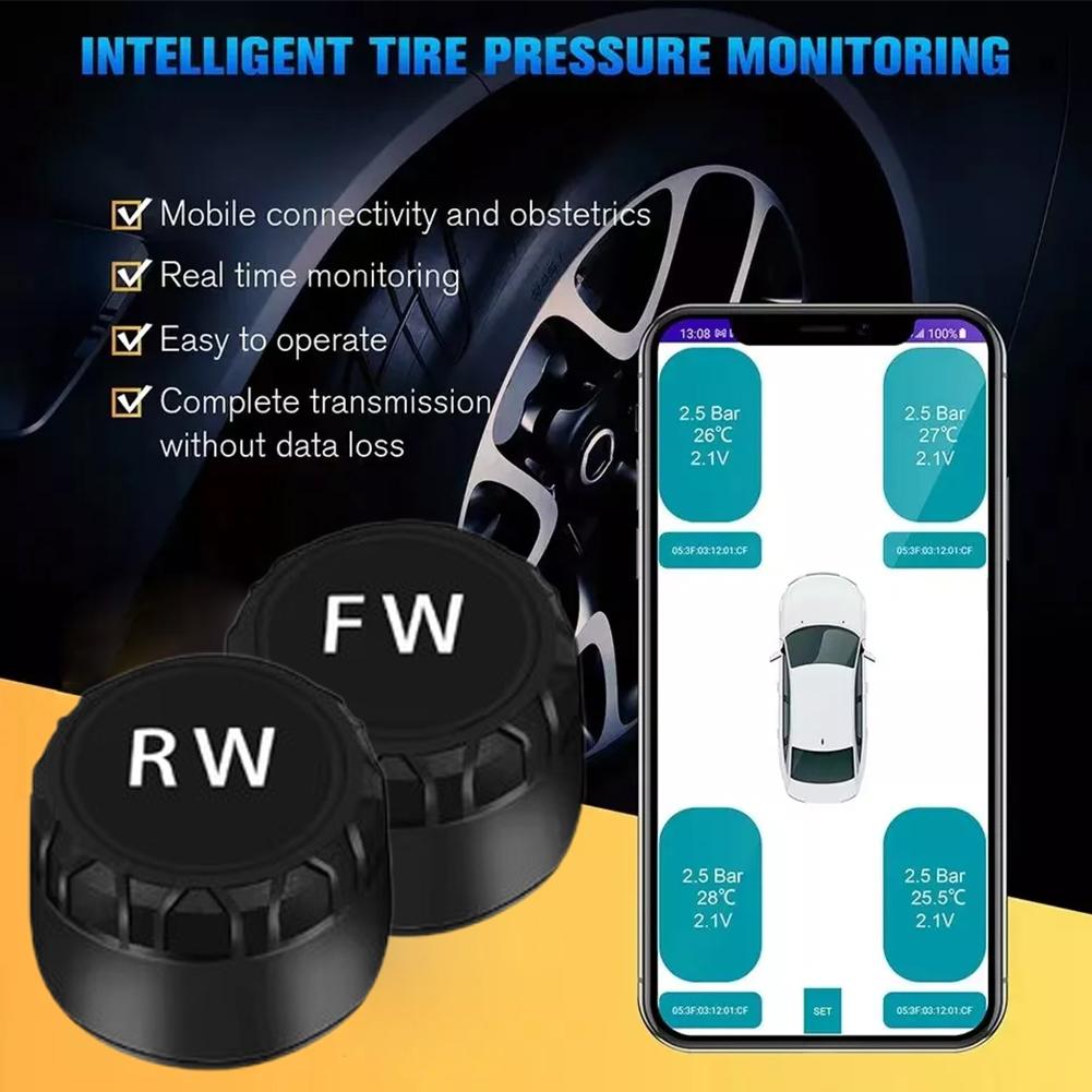 BT5.0 車 TPMS タイヤ空気圧監視システム 2 つの外部センサー付きオートバイ車のタイヤ空気圧センサー LOS Android 用