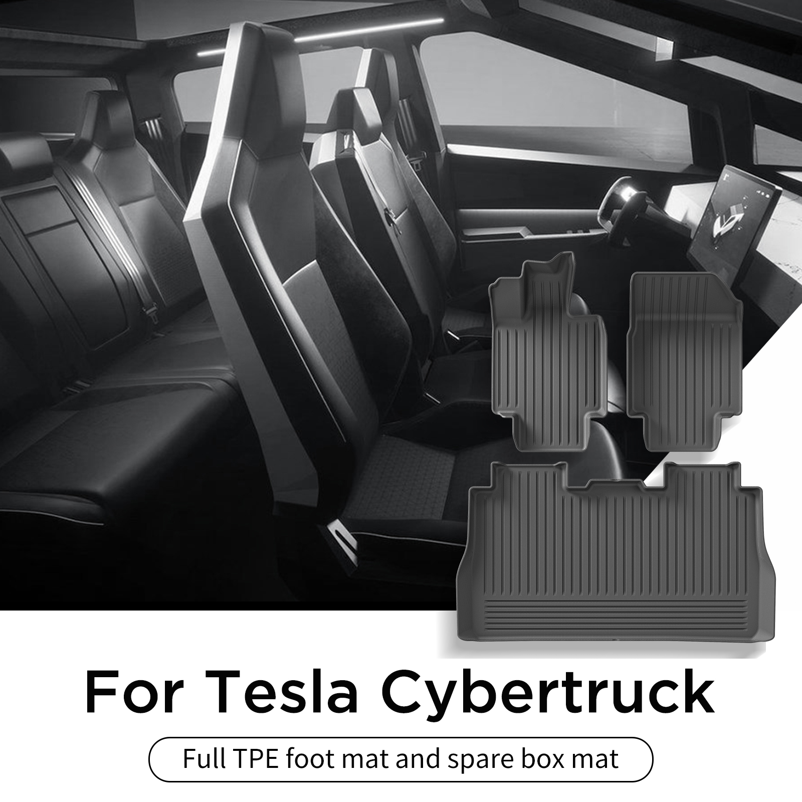 LUCKEASY テスラ Cyber​​truck フロアマット TPE 防水ノンスリップフットパッドカーゴライナー車保護マットピックアップトラックアクセサリー