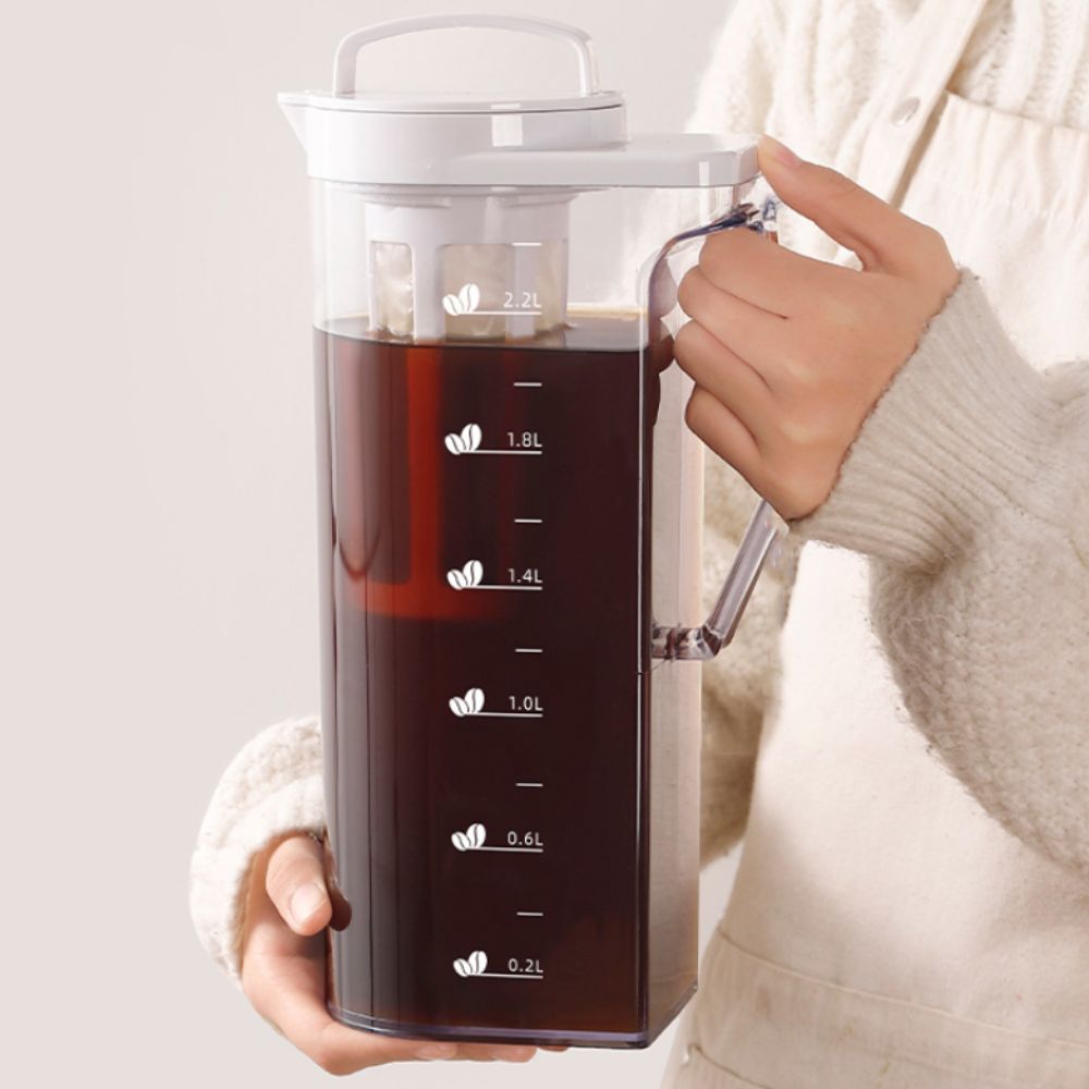 大容量水出しコーヒーポット密封された漏れ防止水出しティーポットフィルター付き透明冷蔵庫ウォーターピッチャー冷蔵庫