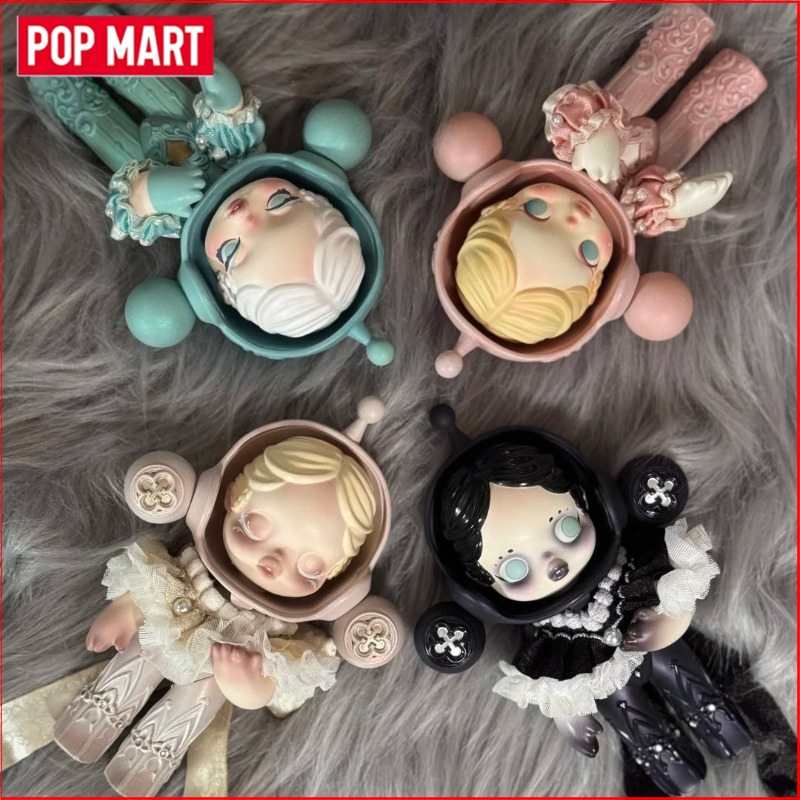 ポップマートスカルパンダ Bjd ナナフィギュアベビーシリーズ花咲くフィギュアピンクグリーン SP アート玩具限定人形サプライズおもちゃギフト