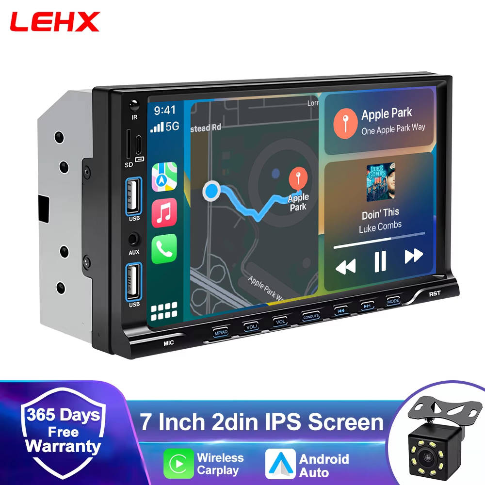 LEHX IPS タッチスクリーン 7 インチ 2din カーラジオ Carplay Android 自動 Bluetooth FM 補助入力ミラーリンクマルチメディアプレーヤー