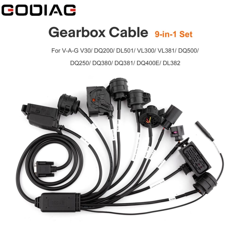 GODIAG ギアボックス ケーブル 9-in-1 セット V-A-G 用 DL501/VL300/ VL381/ DQ250/ DQ381/DQ500/ DQ380 / V30/ DQ400E/ DQ200