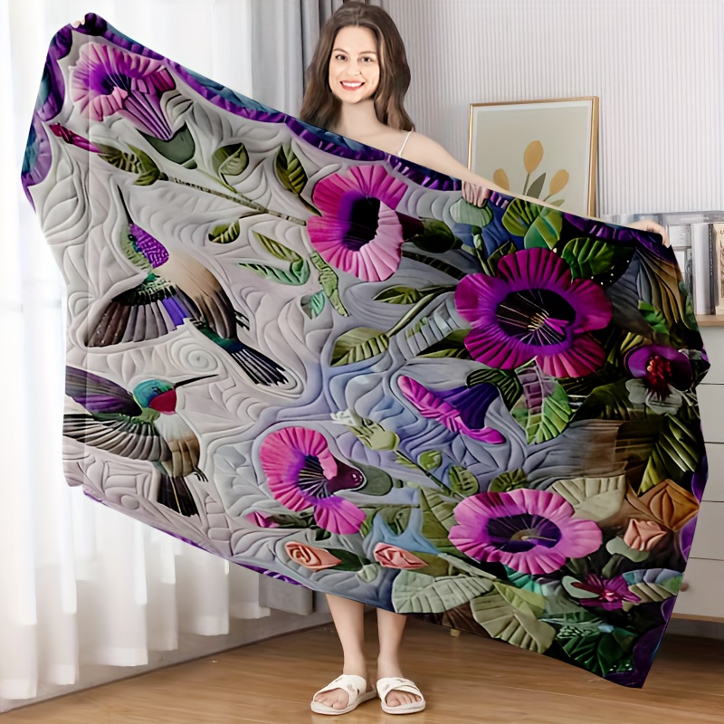 Floral Print Microfiber Bath Towel, Double-Sided Sand-Free Quick-Dry Beach Towel for Home, Hotel, Gym and Swim, Men and Women