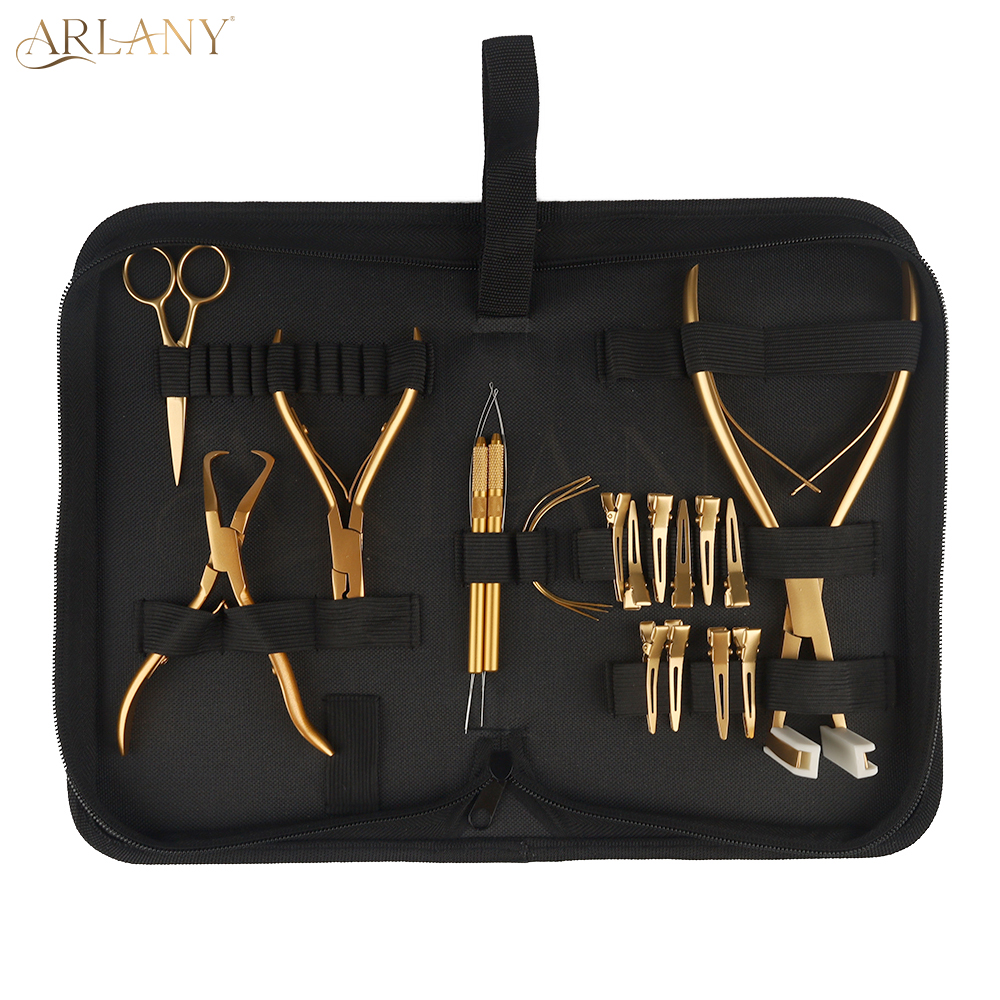 ARLANY ヘアエクステンションプライヤーツールキット ヘアスレッダーループツール 金属切断クリップと糸切りはさみ付き