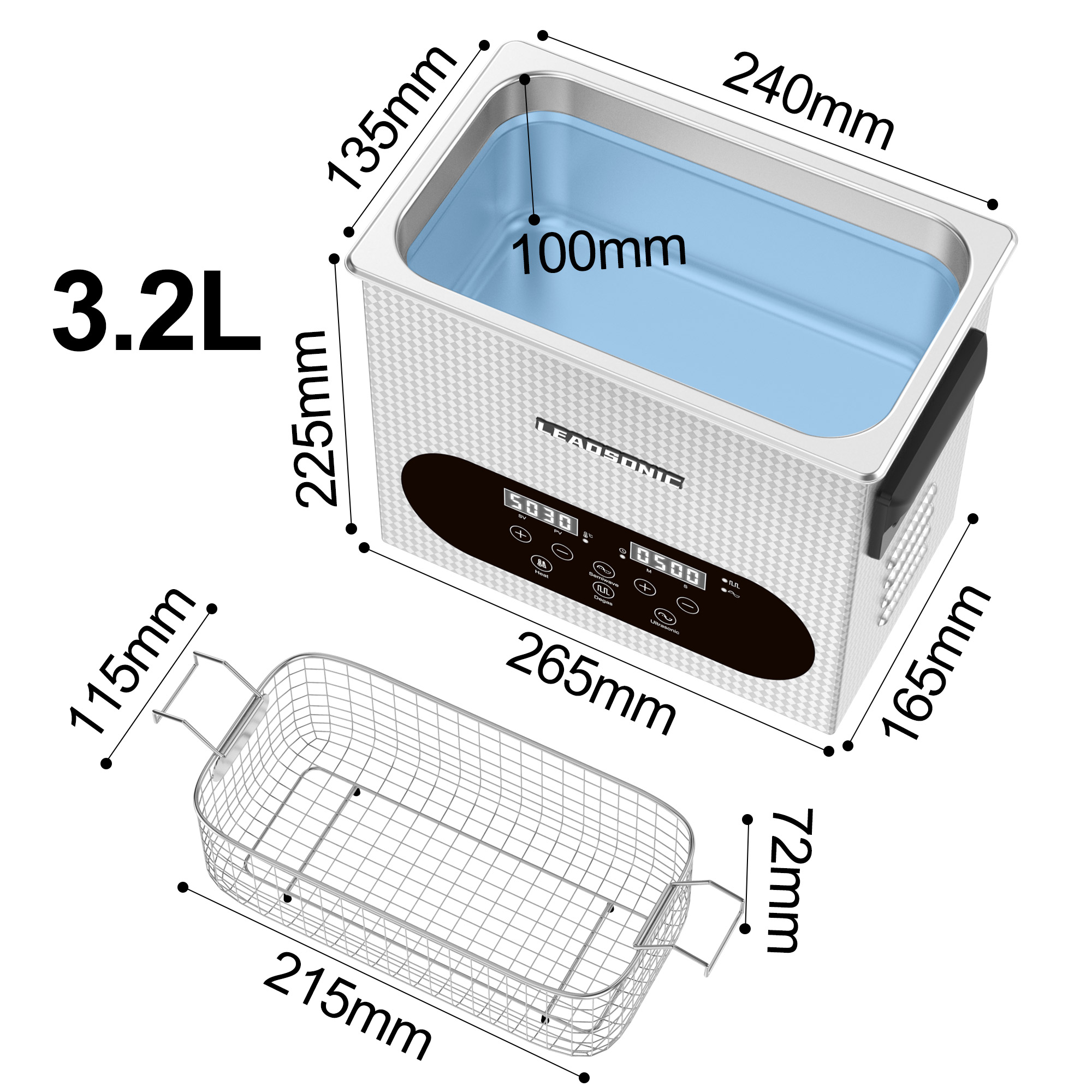 3.2L 4.5L 6.5L 10L 15L 30L 超音波クリーナーポータブルクリーニング洗濯機超音波家電 220V EU プラグ
