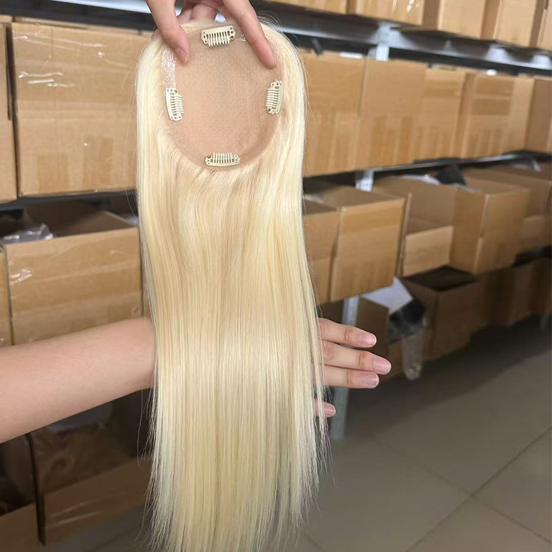 4*5 フルハンドヘアトッパー女性のためのレミー人毛レースフロントトッパーモノフィラメントトッパー手結びヘアピースとクリップ
