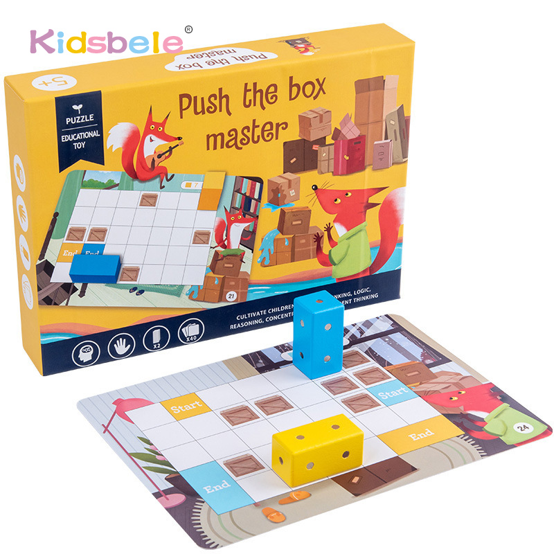 子供用スペース思考ロジックトレーニングボードゲームリトルフォックスプッシュザ倉庫番ボックススピリチュアルパズルゲーム子供のおもちゃ