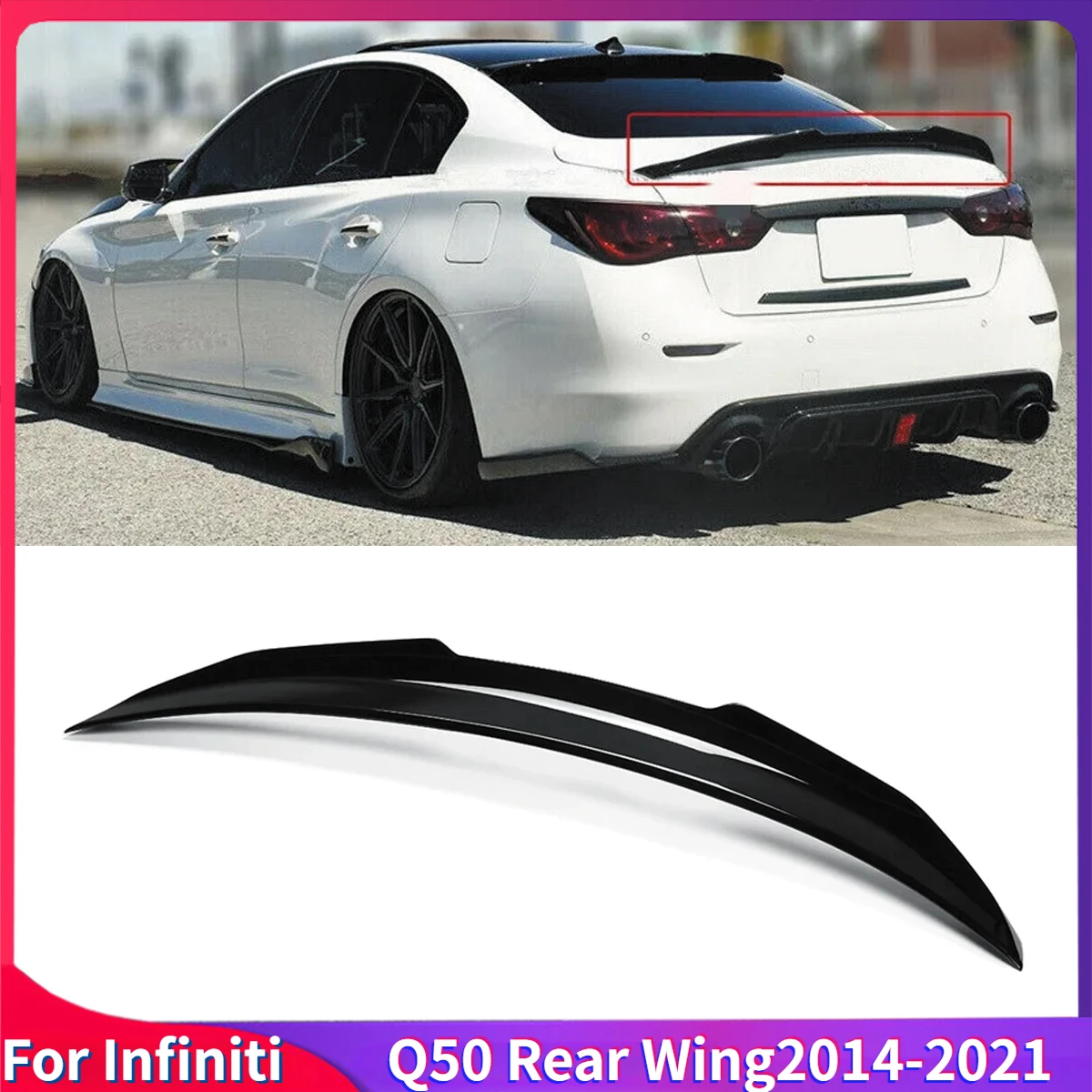 インフィニティ Q50 2014-2021 リアウイングリップ車のリアトランクブーツリップスポイラーウイング延長リアウイングスポイラーリップボディキット自動車部品