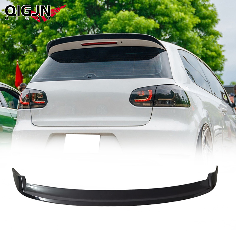 車のリアルーフスポイラーウィンドウトランク翼 VW ゴルフ 6 VI MK6 GTI R20 2010 - 2013 ABS ブライトブラック/カーボンファイバー