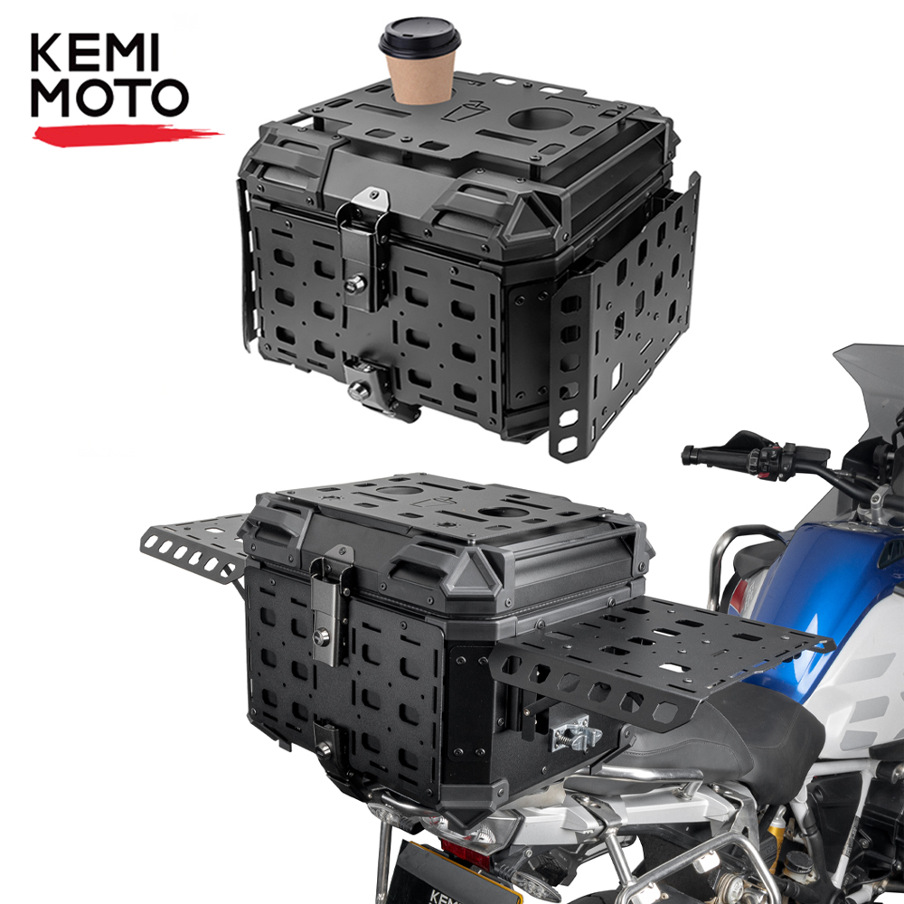 KEMIMOTO オートバイ戦術 CNC アルミトップテールリア荷物ケーストランクパネルオーガナイザーモジュラー収納ヘルメットボックス