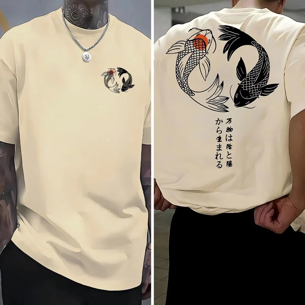恋原宿和柄 100% 純綿メンズ Tシャツ 夏 デイリー アウトドア スポーツ ストリート カジュアル 快適 半袖