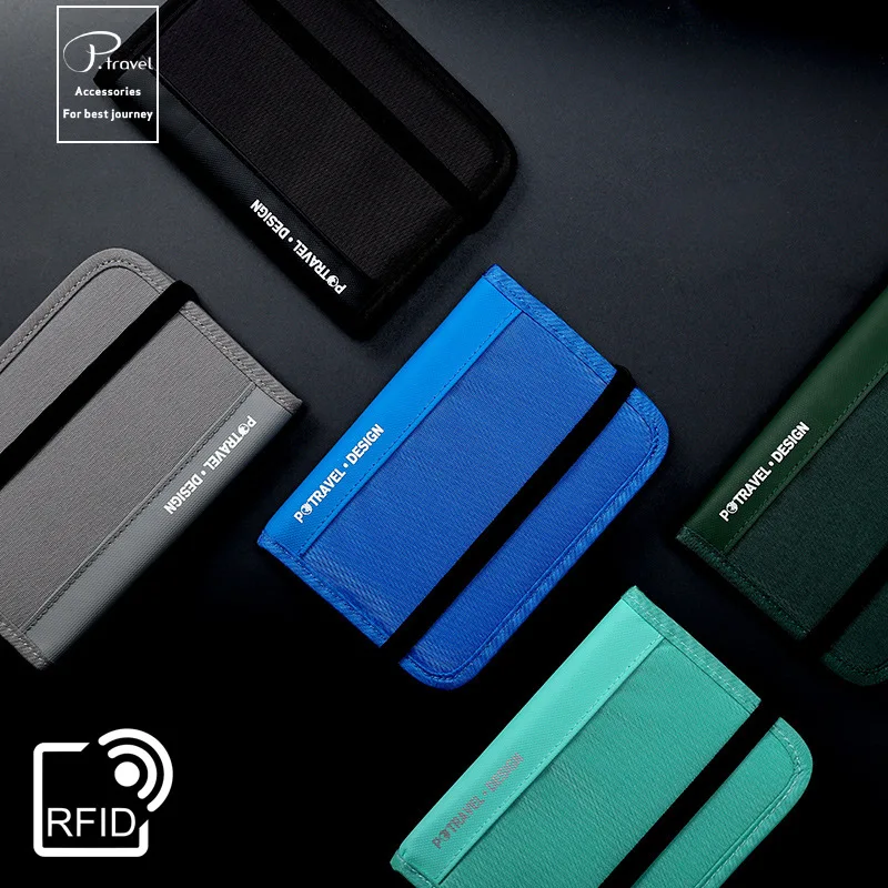 RFID トラベルウォレットパスポートホルダークレジットカードオーガナイザージッパーポーチドキュメントオーガナイザー盗難防止トラベルアクセサリー