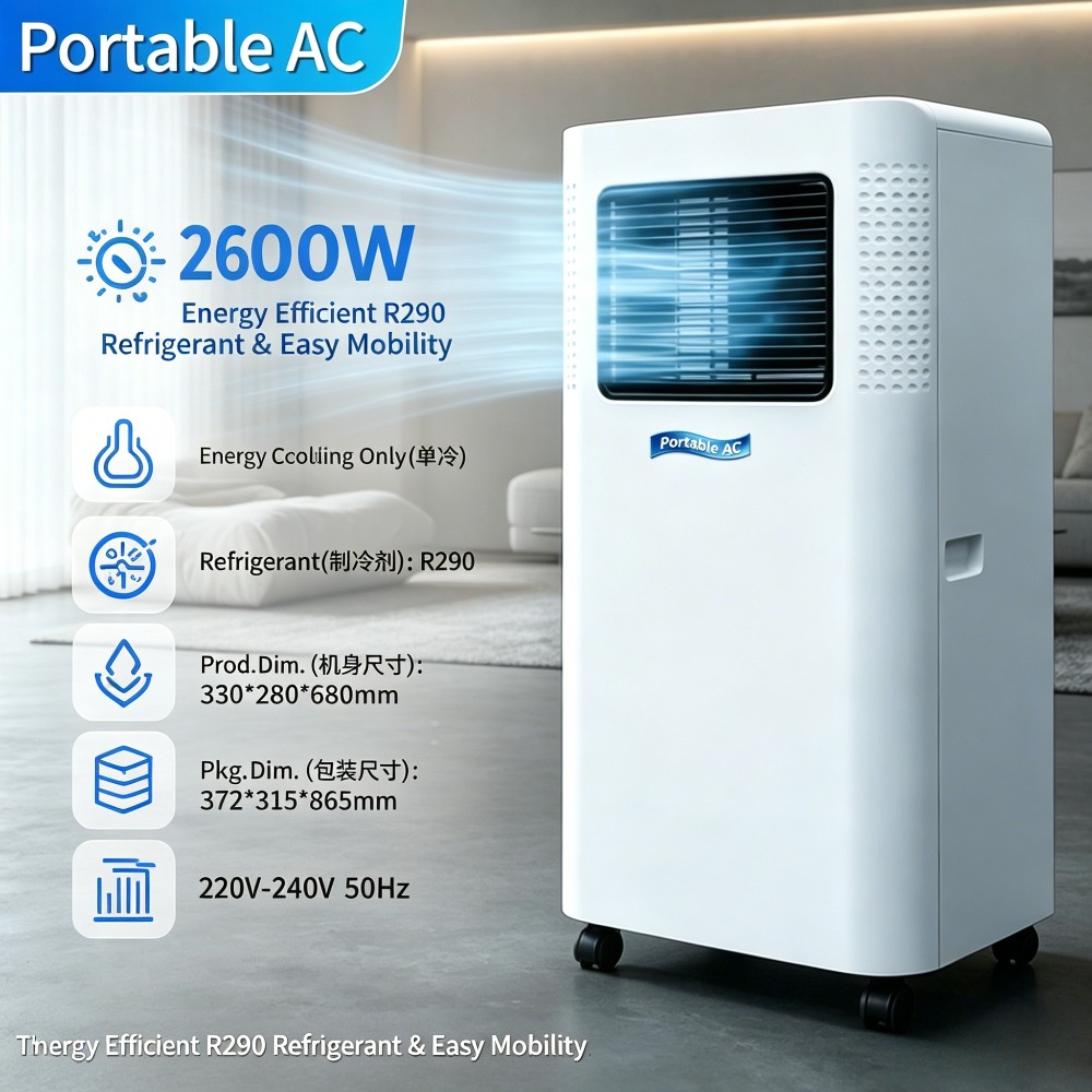 ミニポータブル 9000BTU 電気 LED ディスプレイポータブルエアコンリモコン付きホームオフィス RV 屋外使用新品状態