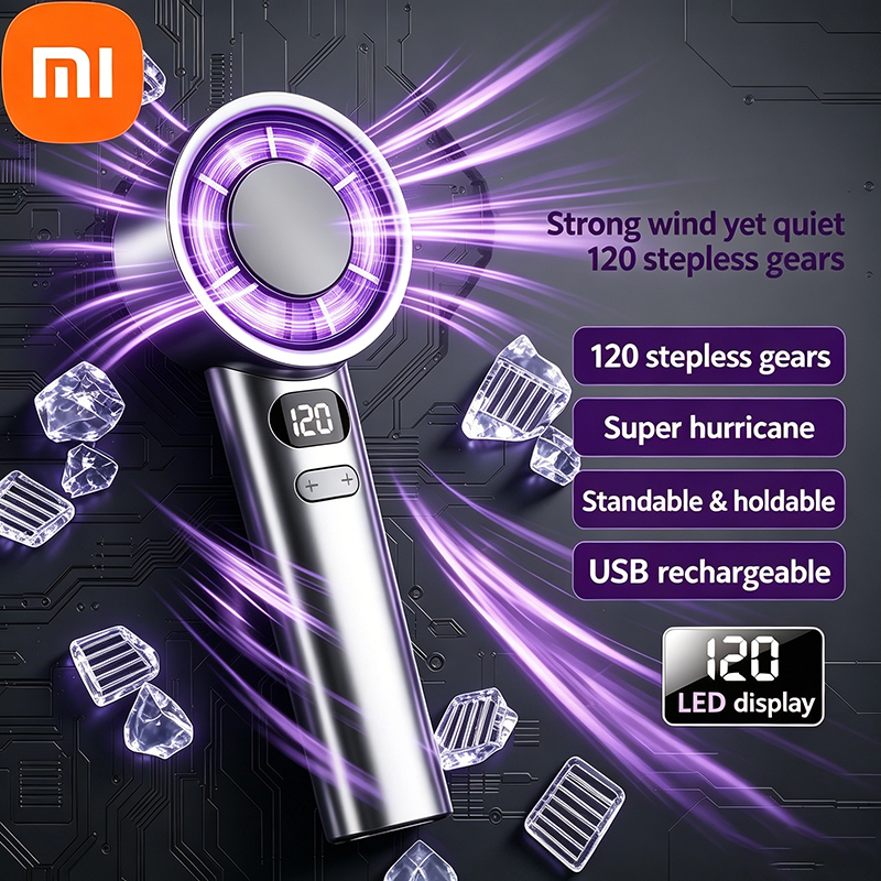Xiaomi ハンドヘルドファン高速ポータブルターボファン USB 充電式瞬間冷却デジタルディスプレイポータブルブレードレスミニファン