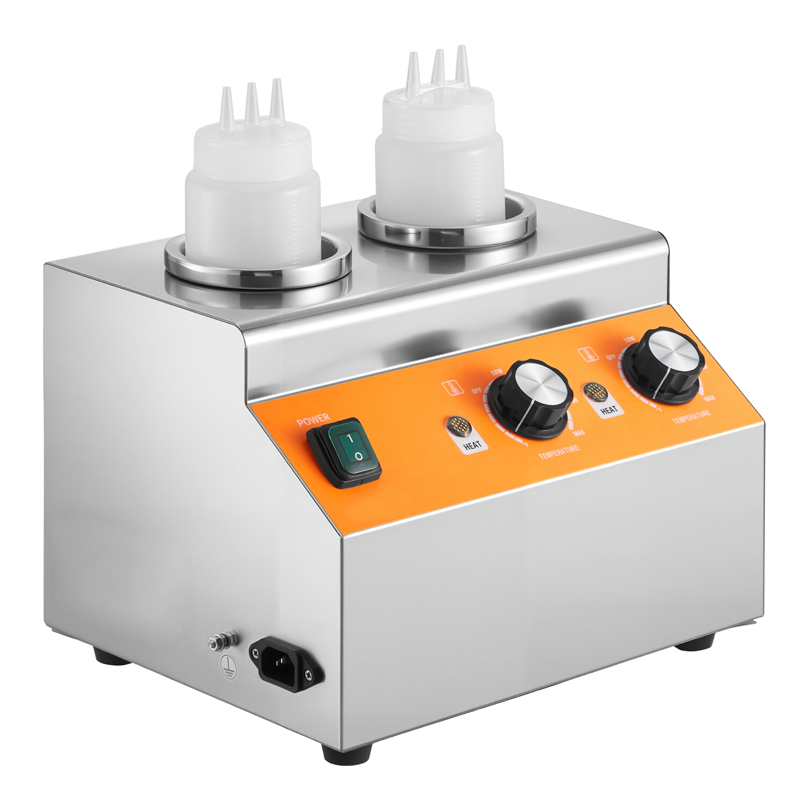SucceBuy 電気ボトルウォーマー ボトル付き 0.8 x 2 L チーズディスペンサー ホットファッジウォーマー 86-185℉ 温度調節可能 ホットファッジ用
