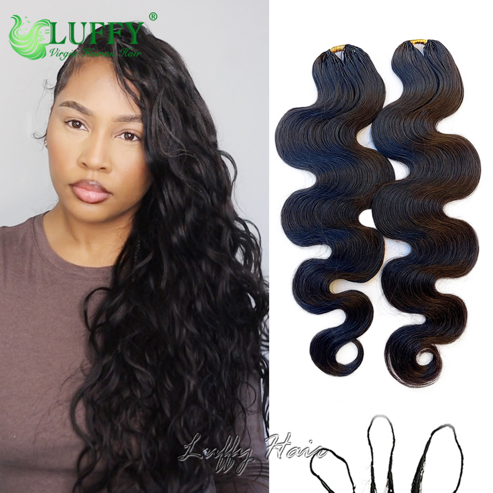 実体波人間のかぎ針編みヘアプレループ結び目のないビルマ人毛エクステンション波状フェザーかぎ針編み人毛黒人女性
