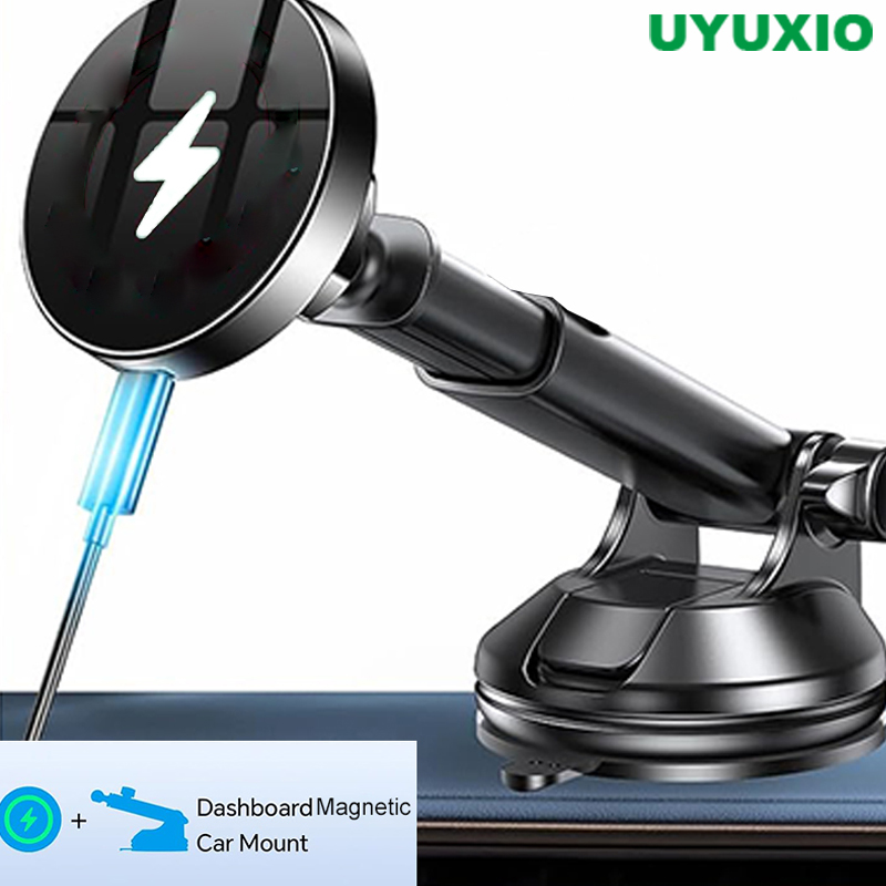 UYUXIO ダッシュボード磁気ワイヤレス自動車電話充電器アダプタ 15 ワットフロントガラス自動車電話ホルダー iPhone 16 15 14 プロマックス 12