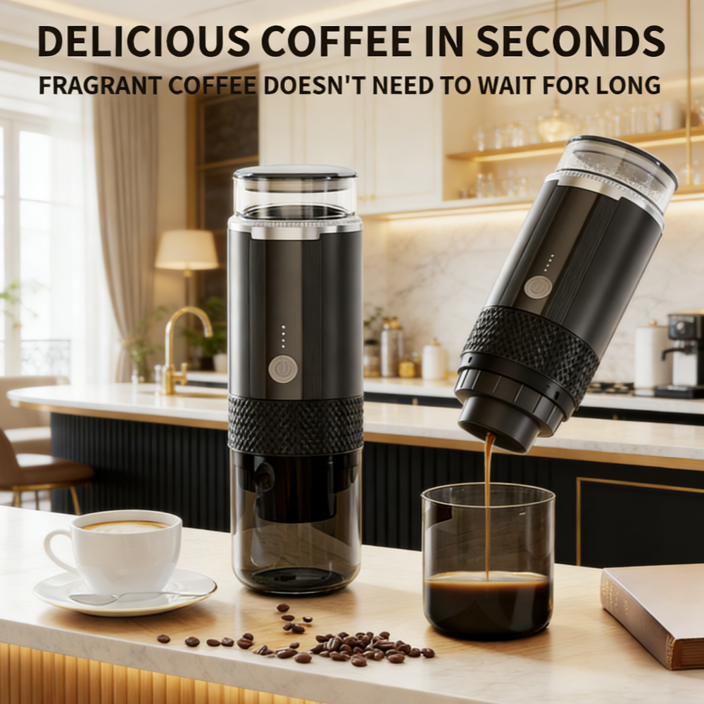電動ポータブルコーヒーメーカー カプセル 挽いて淹れる 挽いたコーヒーに対応 Kカップポッド シングルカップコーヒーメーカー