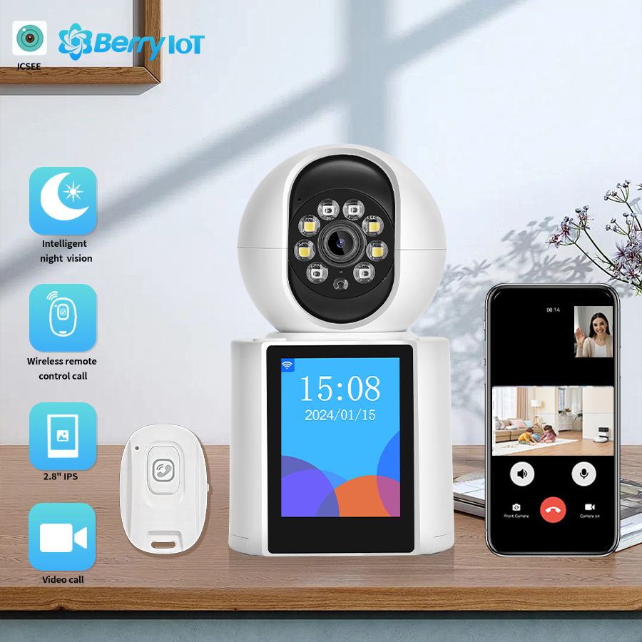 2MP ワイヤレス WiFi ビデオ通話カメラベビー安全保護モニター 2.8 インチ画面ボタン通話 PTZ 人体形状検出 ICSEE