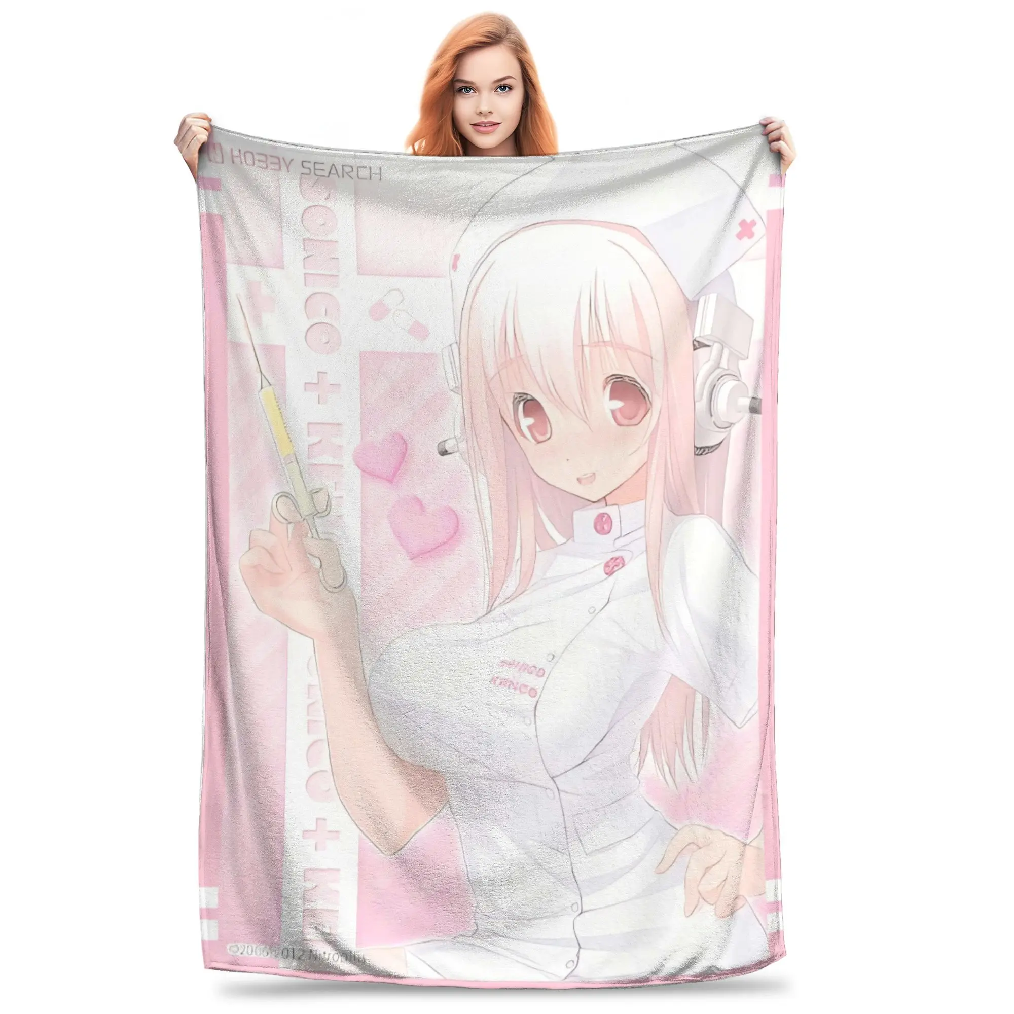 日本のそに子ナースぬいぐるみブランケットスーパーソフトフランネルスローソファチェアソファベッドに最適な子供のギフトアイデア
