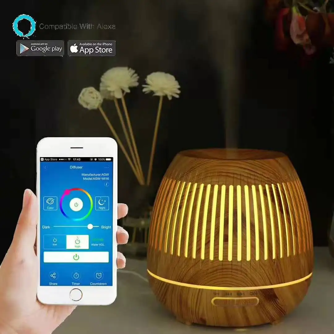 Tuya スマート加湿器 Colorgul LED ライト付き WiFi アロマディフューザー タイマー ワイヤレス制御 Alexa Google Home と互換性あり