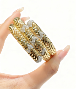 ラオチェン レトロ 18Kゴールド 天然ダイヤモンド ラウンドブリリアントカット ブレスレット ユニセックス フレームセット 幾何学模様