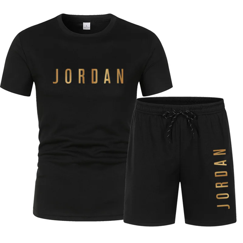 夏のファッショントレンディカジュアルスポーツツーピースセットユースメンズ半袖Tシャツショーツセット