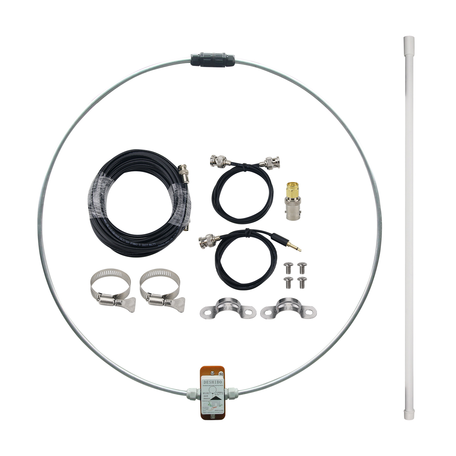 HamGeek WV-601 アルミリング/銅リング 0-999MHz 受信広帯域パッシブループアンテナ LW/SW/MW/FM/VHF/UHF/AIR