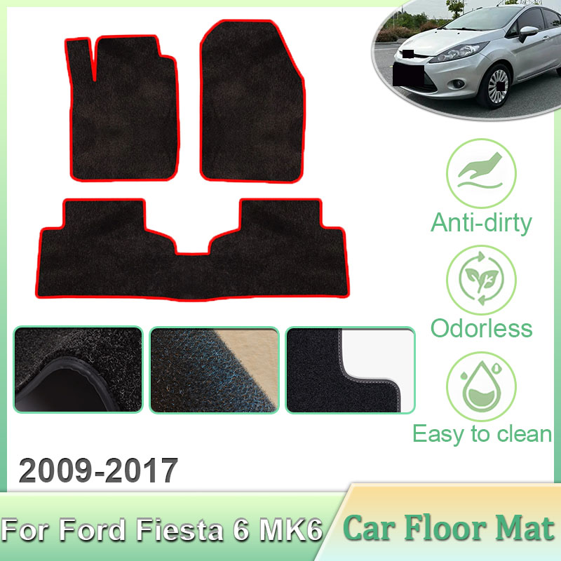 車のフロアマットフォードフィエスタ 6 MK6 2009 〜 2017 2010 2011 2012 2013 フットパッドカーペットカバーラグパネルフットパッド自動車の付属品