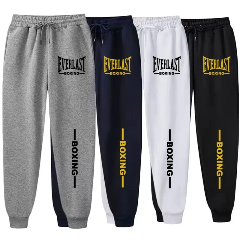 2025 秋冬 EVERLAST プリントランニングパンツ男性女性アウトドアスポーツフィットネスパンツジョギングフリースカジュアルスポーツパンツ
