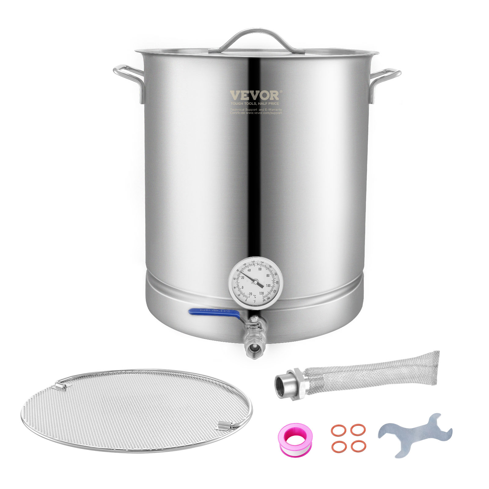 SucceBuy ステンレススチールケトル 16 ガロン 醸造ポット 三層底 ビール醸造ケトルポット用 家庭用醸造用品 蓋付き