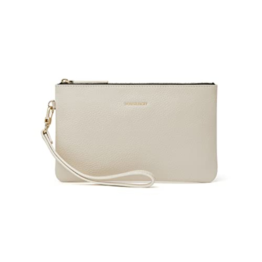 DORISandJACKY 女性用スモールレザーリストレットクラッチ財布、スリムRFIDブロッキング財布、ストラップ付き携帯電話ポーチバッグ
