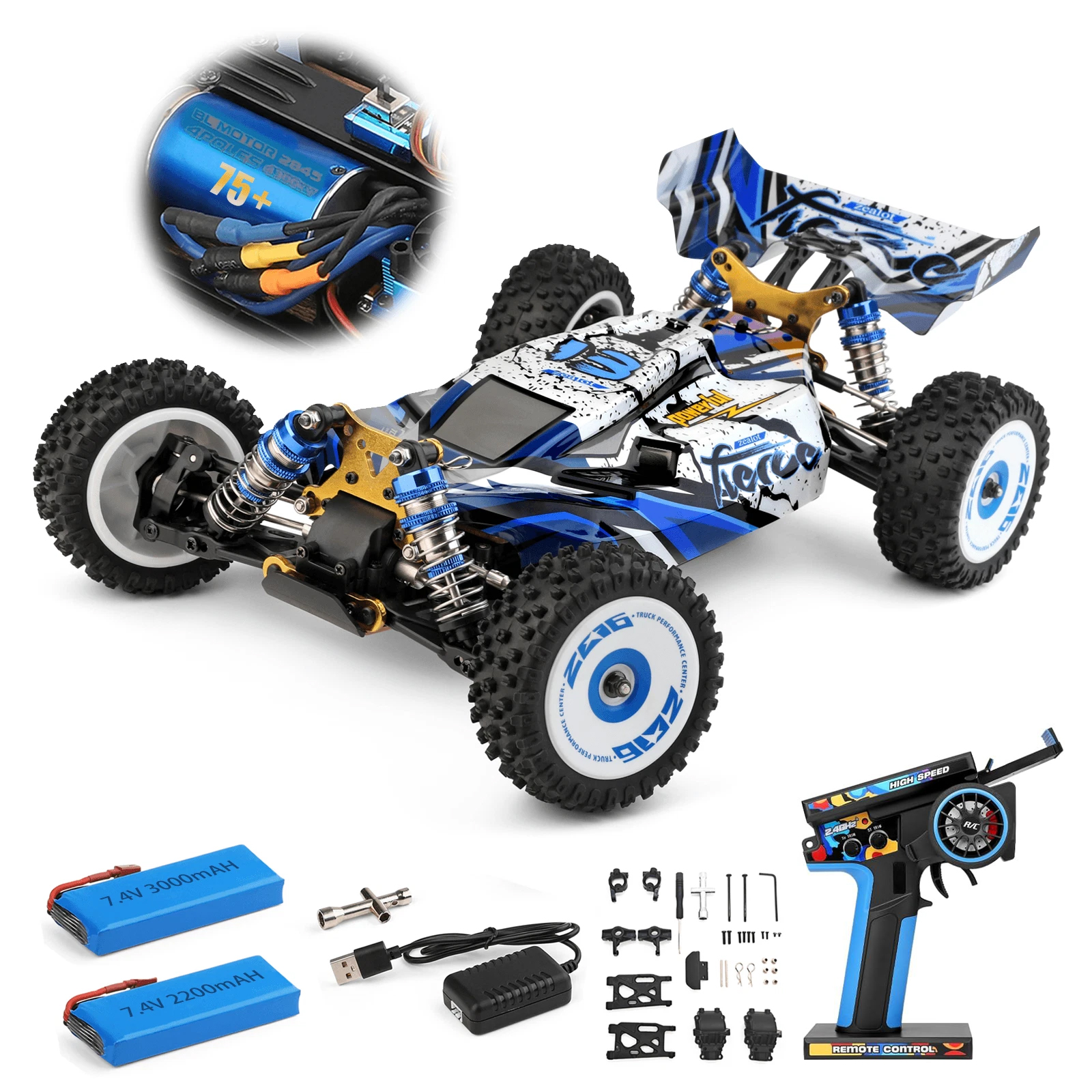 WLtoys 124017(V2) 高速 RC カー、大人用独立 ESC 付き 1/12 ブラシレス RC カー、75km/h、アウトドアやギフトに最適
