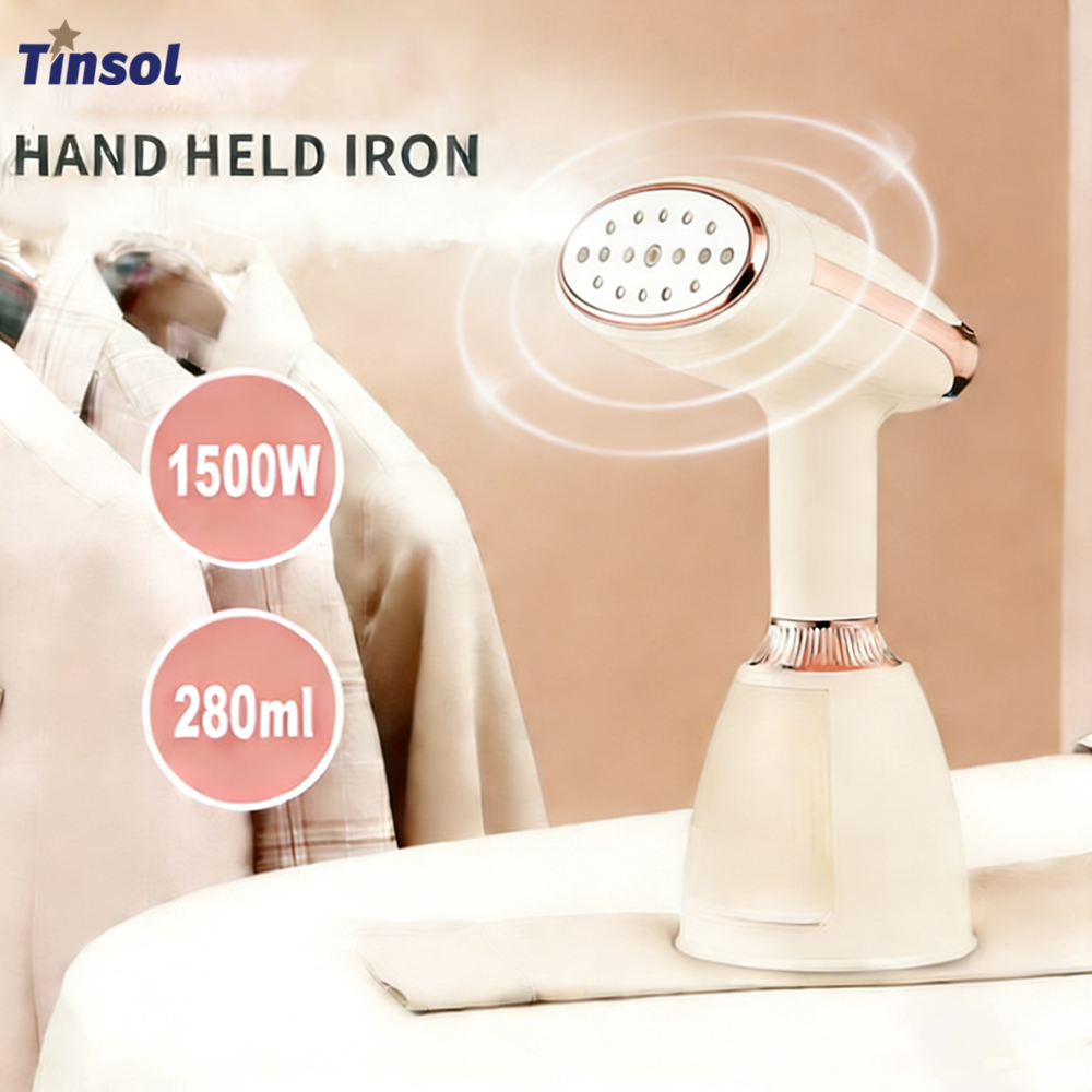 TINSOL ポータブルハンドヘルドスチーム衣類スチーマー 1500 ワットハイパワー高速加熱 280 ミリリットル水タンクコンパクト家庭用スチームアイロン