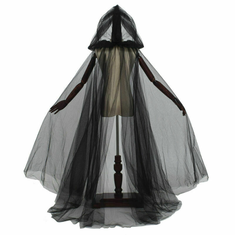 ハロウィンゴーストケープロングネットケープフード付きマント魔女死神コスプレ仮装パーティーパフォーマンスハロウィン装飾大人のための