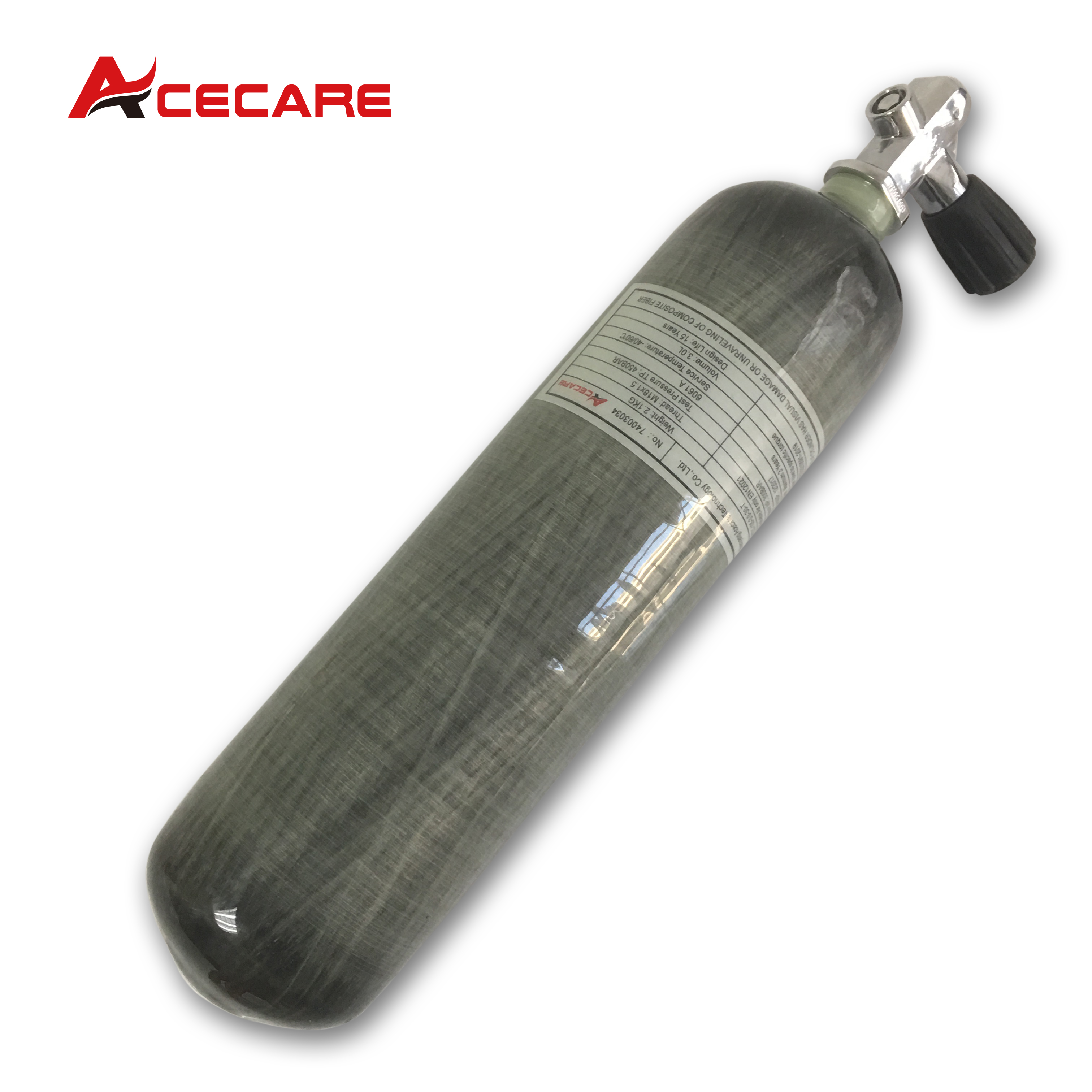 ACECARE 3L CE 4500Psi 300Bar カーボンファイバーシリンダーエアタンクダイビングバルブ付きスキューバダイビング