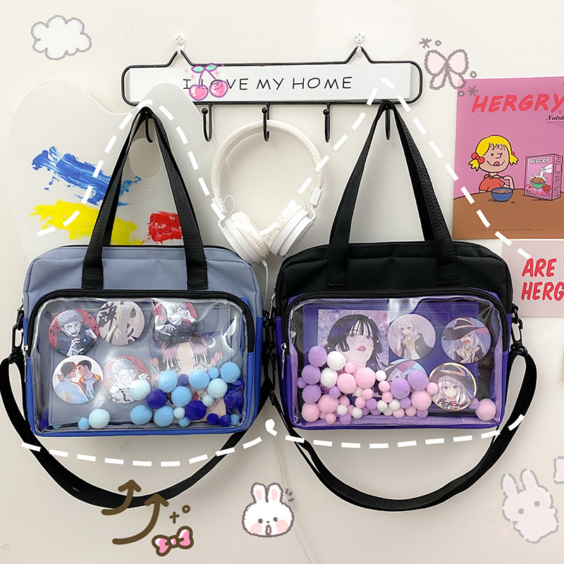 日本の女子高生 JK ハンドバッグ女性透明バッグかばんナイロンクロスボディバッグ Itabag 制服 JK バッグ女の子 Bolsos