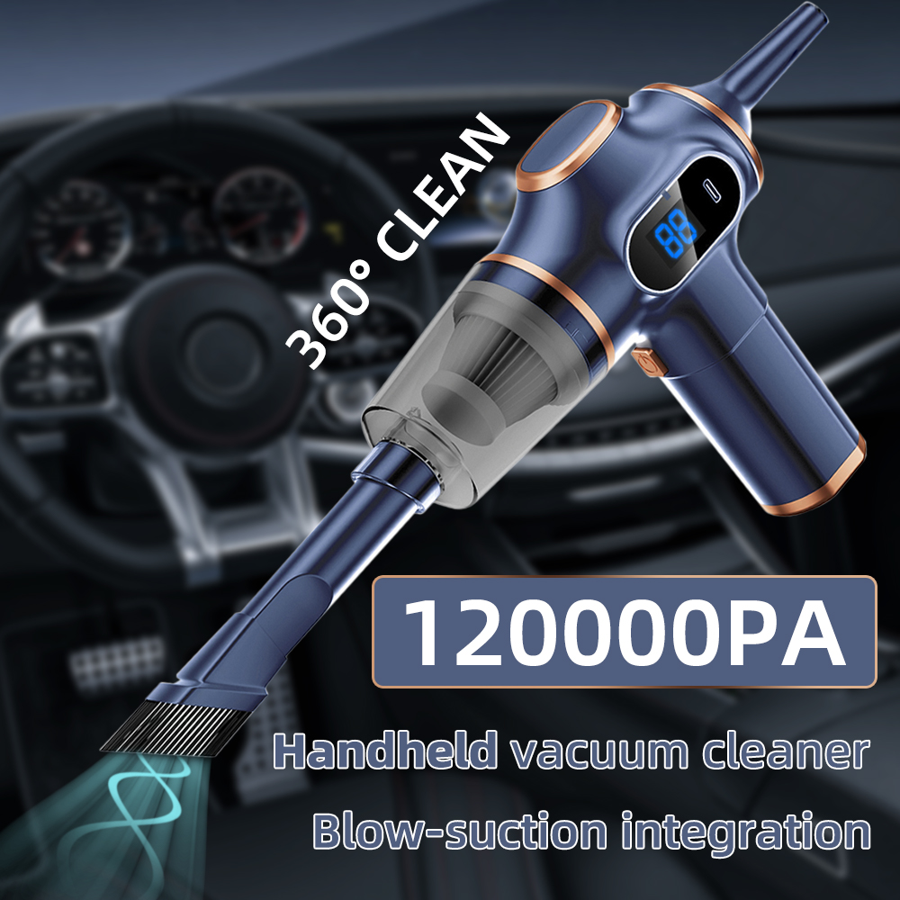 ハンドヘルド車掃除機 120000PA ハイパワーワイヤレスポータブル車家電掃除機ブロー吸引統合