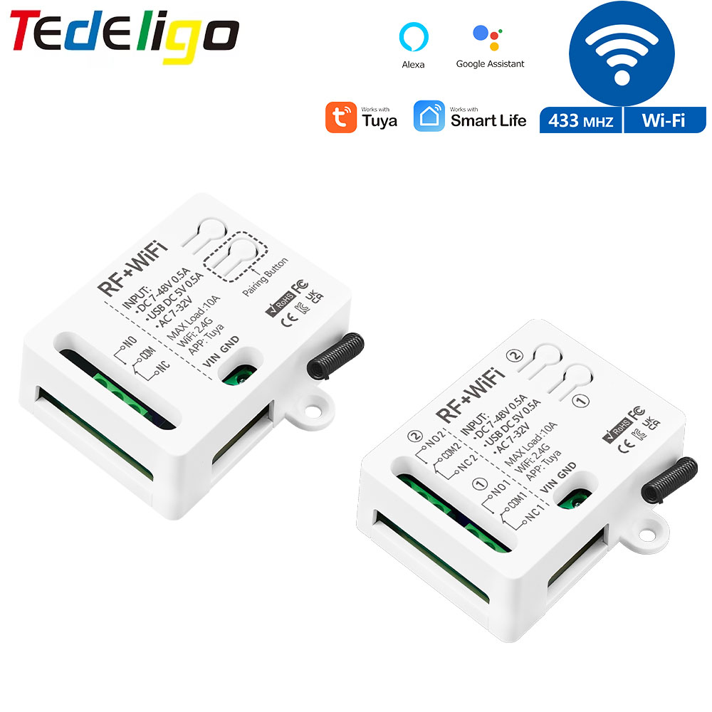 Tuya Wifi スマートスイッチモジュール AC DC 7V 12V 24V 48V USB 5V RF 433mhz リモコン 1/2 チャンネルリレー Alexa Google ホーム用
