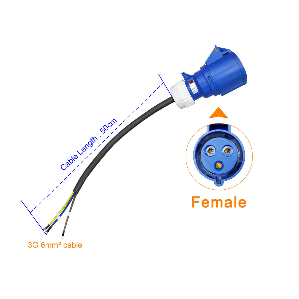 1 相 32A 3 グラム 6mm² ブルーメス充電ケーブルアダプタ 7KW 車電気自動車 EV 充電器用