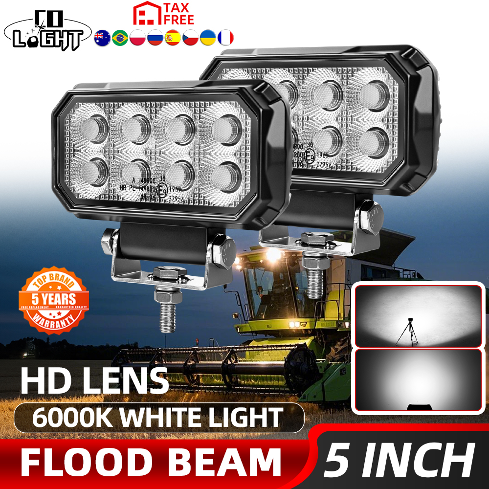 CO LIGHT オフロード使用 5 インチ LED 長方形投光器車の作業灯 IP68 ジープトラックボートトラクター ATV 4X4 バーラ LED 12V 24V