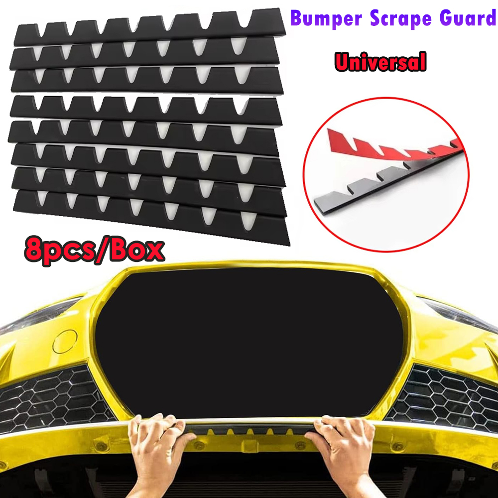8 個ブラックアンダーバンパースクレープガードユニバーサルすべての車 DIY アンチスクラッチ保護ストリップトリムゴム衝突防止ステッカー