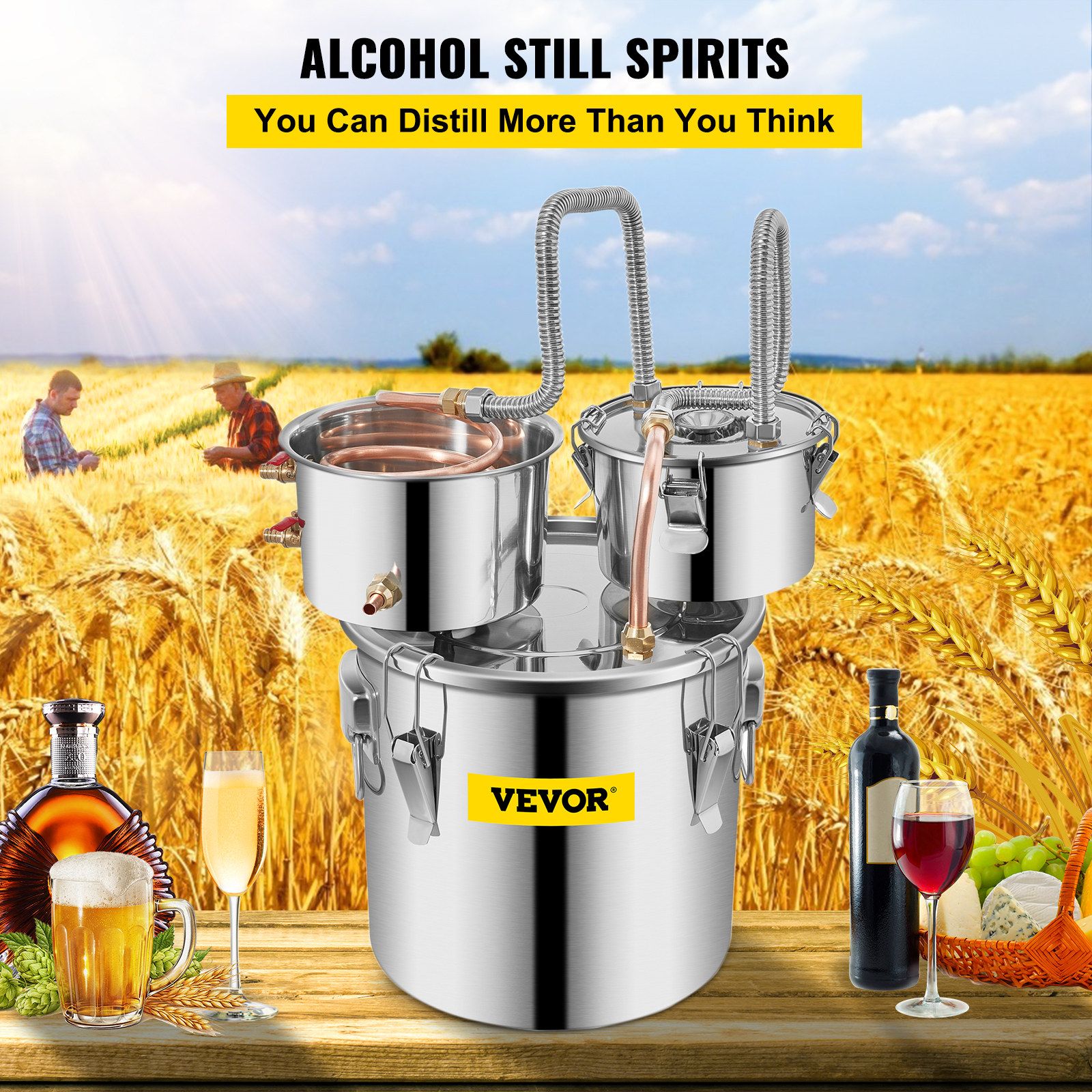 DIY 密造酒装置ステンレス鋼スチルウイスキービールブランデー家庭用 SucceBuy 12L 20L 30L 50L アルコール醸造蒸留器