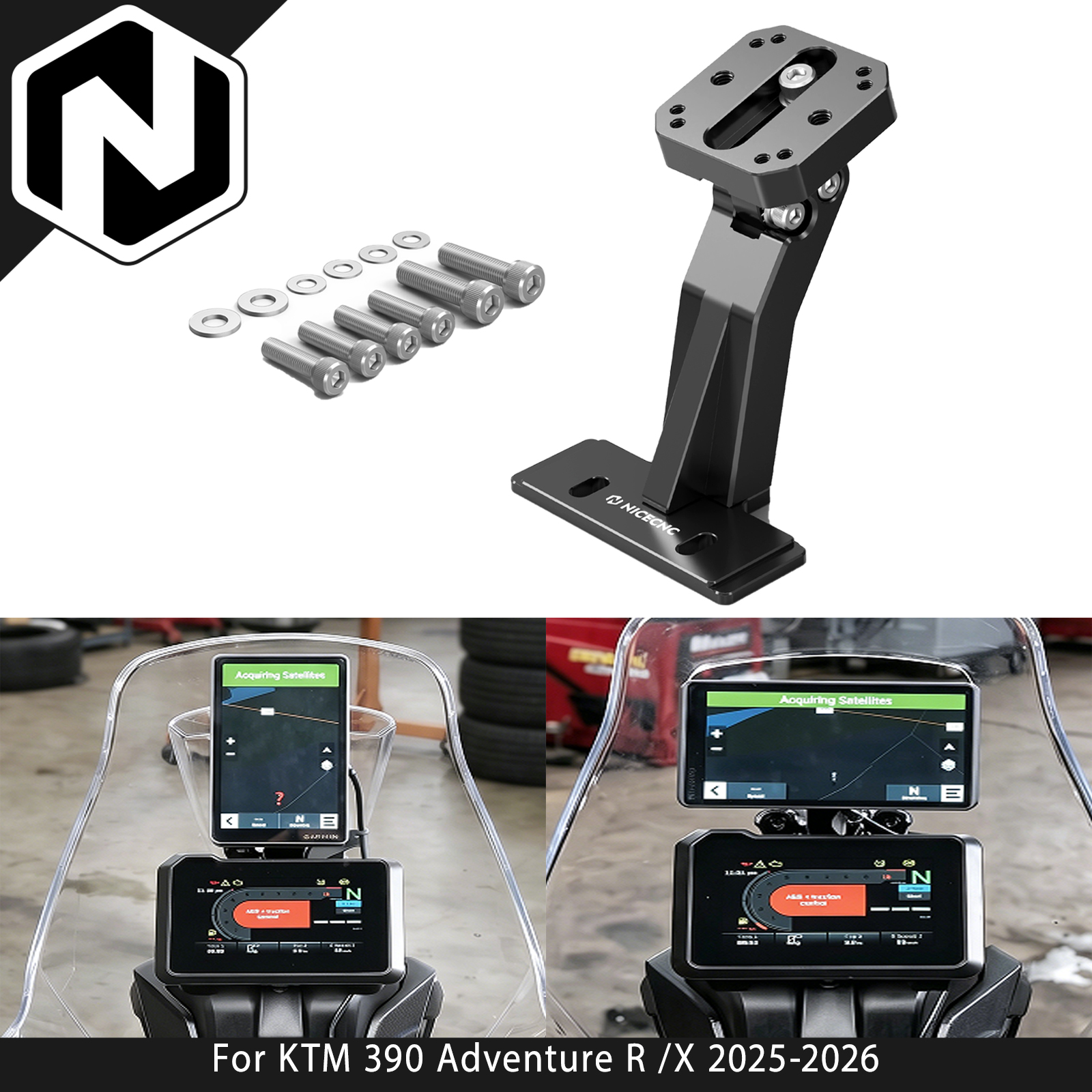 NICECNC 調整可能な GPS デバイスマウント電話マウントナビゲーションマウントブラケット KTM 390 アドベンチャー R 390 アドベンチャー X 2025-2026