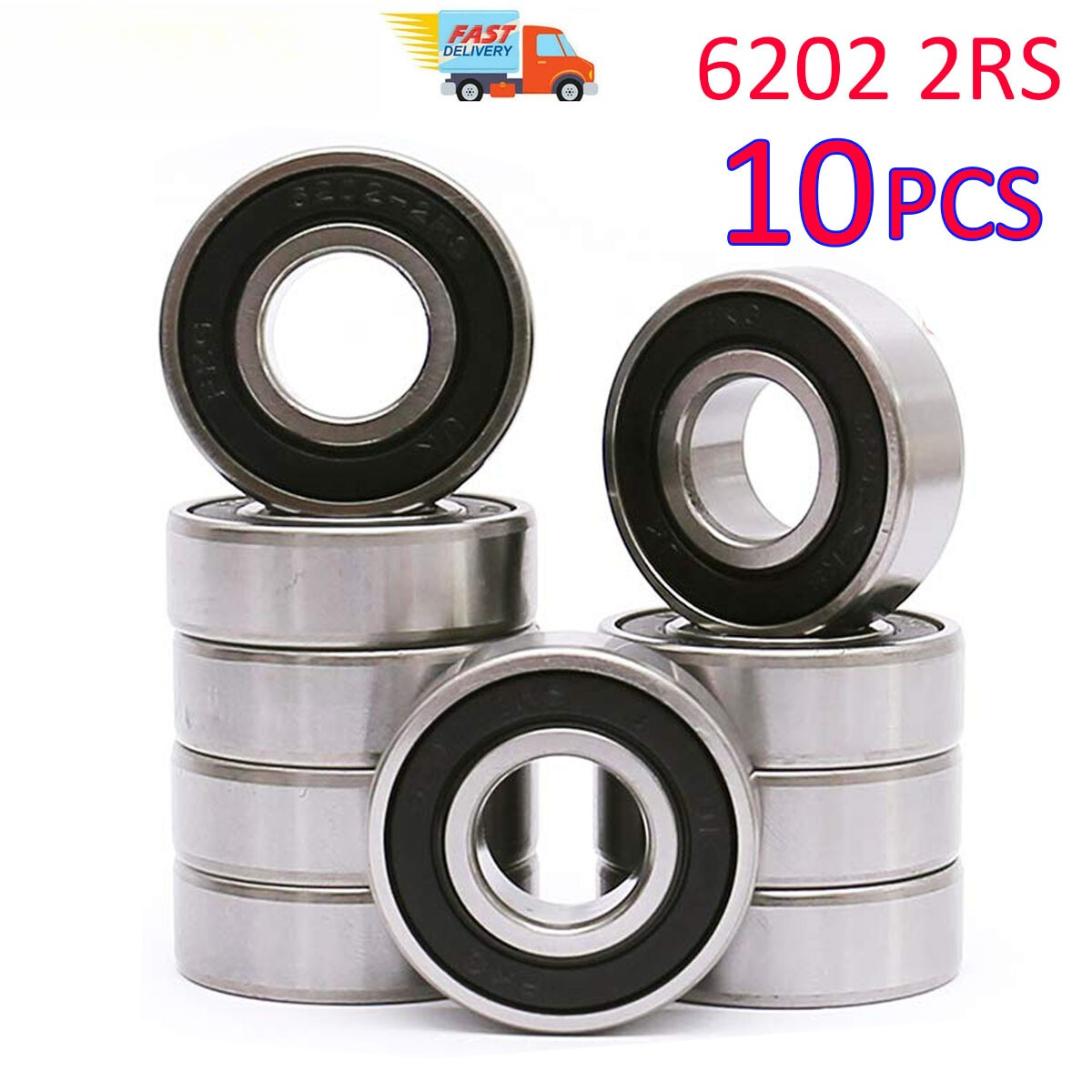 10 個 6202RS 15x35x11mm ゴム密封深溝ボールベアリングホイールリムモーター用