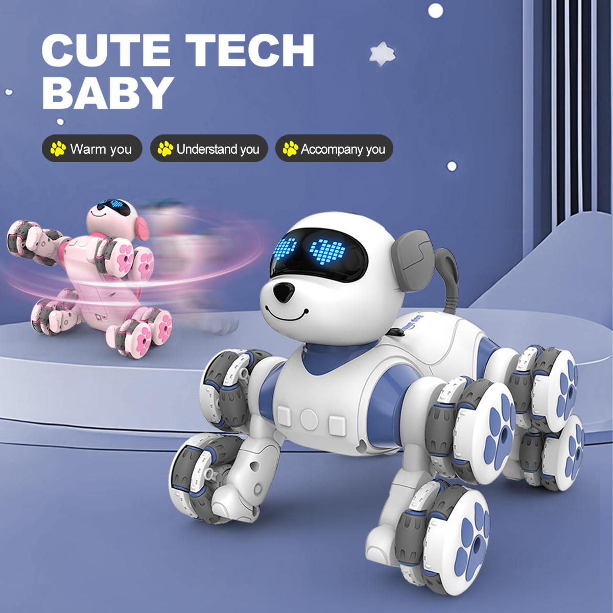 リモートコントロール犬のおもちゃ 8 輪スタントインテリジェントロボット犬インタラクティブ電子ペットプログラミングモデル子供のためのギフト