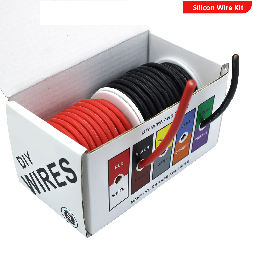 2 ストランドカラーシリコンワイヤーケーブルソフト柔軟な電気コード 12 14 16 18 20 22 24 26 30 AWG フックアップ錫メッキ銅ワイヤーキット