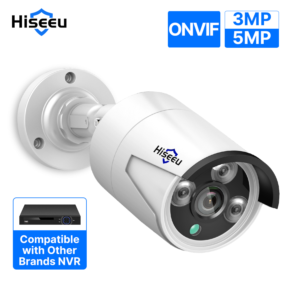 Hiseeu 5MP オーディオ IP セキュリティ監視カメラ POE H.265 屋外防水 IP66 CCTV カメラ P2P ビデオホーム POE NVR 用